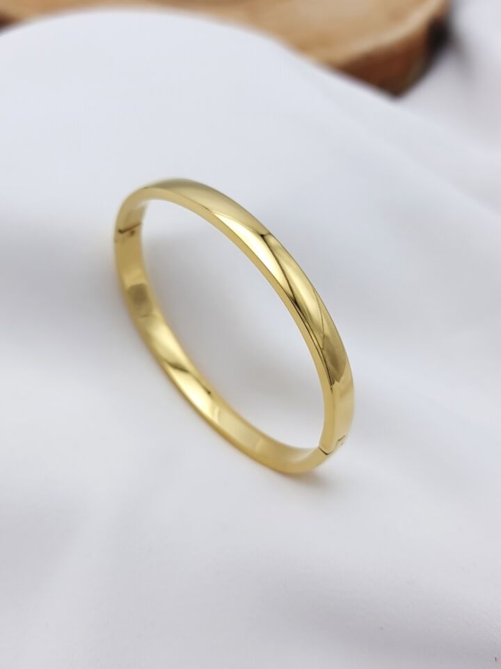 Çelik Oval Bilezik Gold Renk